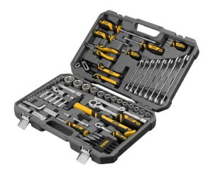 Набор инструмента 84предм. 1/2", 1/4", CrV, S2 пласт. кейс Denzel 15802 *1