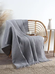 Плед вафельный Этель 150*240 см, цв.светло-серый, хлопок 100%, 350гр   10666527