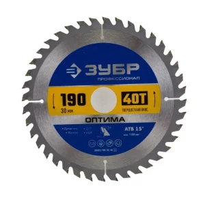 Диск пильный по дереву 190x30 мм 40 зубьев Профессионал ЗУБР Оптима 36903-190-30-40_z01 *1