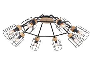 Светильник потолочный LV 9467/8 Гансол Чёрный/дерево Е14 40W 800х800х280мм