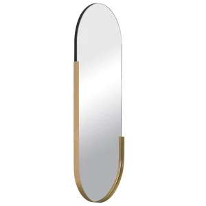 Зеркало интерьерное настенное в овальном корпусе из металла 110х45см белое золото 11045-Zm4 *1