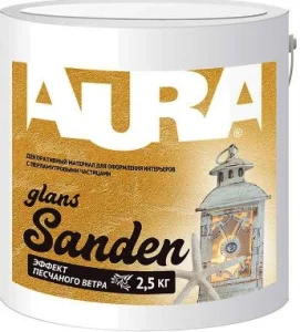 Штукатурка декоративная Aura Sanden Glans Silver 2,5кг