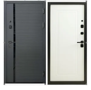 Дверь входная металлическая 10 см [1] Б 860х2050 правая 2-сув. пан графит сер/пан 9019-1.TD10-1 с фурн. (М040350)
