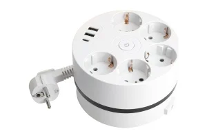 Удлинитель 5х2,5м c/з 3x1мм2 250В 16А 2USB A + C 5V 3,1А белый Stekker *1