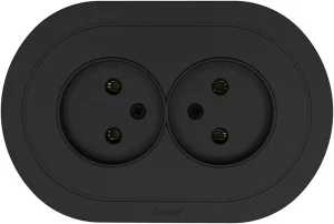 Розетка 2-м OSEN б/з ПБТ чёрный бархат круглая Lezard 744-4200-128B