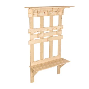 Вешалка с полкой и скамейкой 173х110х32см сосна класс АВ Банные штучки 33154