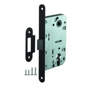 Корпус врезного замка Ajax с защёлкой PLASTLP85-50 ВL черный 48275 *1