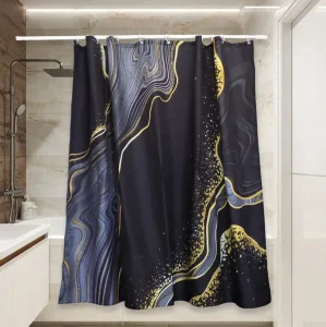 Штора д/ванной п/э 180x180см черный мрамор PЕ-208 (Сантис) *1