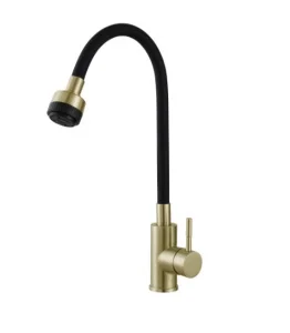 Смеситель для кухни одноручный с высоким гибким изливом Avrora Kitchen AV9001Gold золото