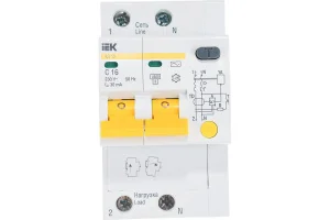 Выключатель авт.диф.тока 2п C 16А 30мА тип AC 4.5кА АД-12 IEK MAD10-2-016-C-030