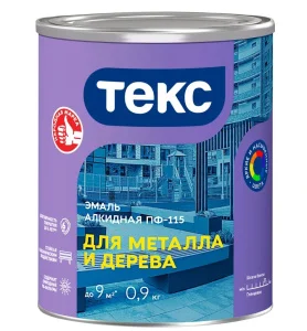 Эмаль ПФ-115 Текс для металла и дерева/ОПТИМУМ красная глянцевая 0,9кг