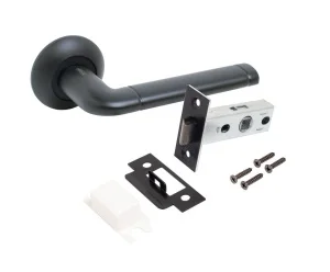 Ручка дверная АЛЛЮР АРТ ПОЛО BL+L45-8 BL (15150/S45) с защелкой матовый черный