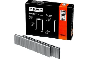 Скобы для степлера 30мм тип 18GA 55/90/C уп-2500шт Зубр Профессионал 31855-30 *1