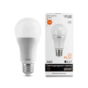 Лампа Gauss Elementary A60 12W 1130lm 3000K E27 LED *1/10/50