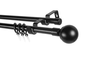 Карниз мет.раздвижной Сфера Ø16/19мм 1,6-3,0м 2-х рядный ЧЕРНЫЙ МАТОВЫЙ *1
