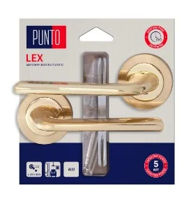 Ручка дверная PUNTO LM/A R.TLK52.LEX/HD SG/GP-4 матовое золото/золото