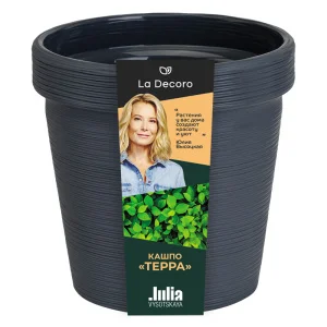 Кашпо д/цветов пласт. "Терра" 3,57л антрацит КШ-9100 (La Decoro) *1