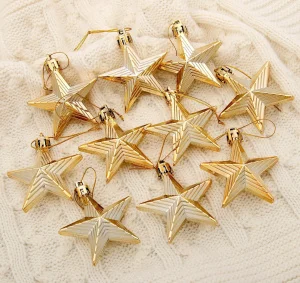 Украшение ёлочное "Рельефные звёзды" (набор 10 шт) 6 см золото 4196502