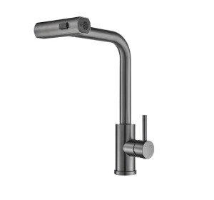 Смеситель для кухни одноручный гибкий выдвижной излив Shevanik S263T оружейная сталь