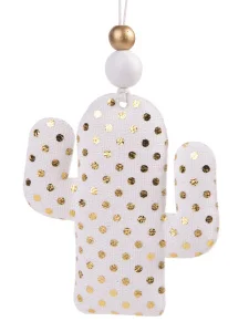 Украшение подвесное Кактус с золотыми кружочками 7,5x1,5x8,5см