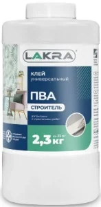 Клей ПВА универсальный Строитель (канистра) ЛАКРА 2,3 кг 1уп=6шт