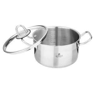 Кастрюля Agness 22X12 См 4,2 Л Высококачественная Нерж Сталь 18/10 Со Стекл.Крышкой
