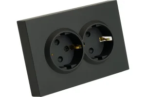 Розетка 2-м "Эмили" с защитной шторкой с/з 250В 16А черный уголь soft touch RST16-5114-05 Stekker *1