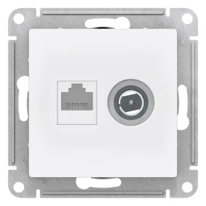 Механизм розетки компьютерной 2-м AtlasDesign RJ45 кат.5E+TV бел. SchE ATN000189