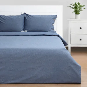 КПБ Этель евро Denim 200*220см,220*240см,50*70-2шт, цв.синий, 100% жатый хлопок,140гр/м2 10245419