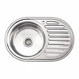 Мойка LEDEME врезн. овальная  из нерж. стали ЛЕВАЯ, глянцевая, глубина 170мм, толщина 0,6 мм, с сифо