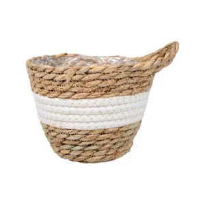 Кашпо плетеное "Танзания" с ручкой 190х190х160мм, натуральный, белый Lishan-08 S *1