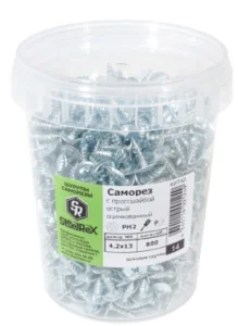 Саморез полусфера с прессшайбой, острый, цинк 4,2х13 ведро - 800 шт. SteelRex