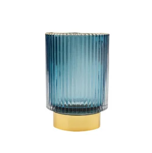 Декоративный подсвечник из цветного рельефного стекла, Д85 Ш85 В130, синий Star-13