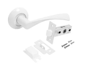 Ручка дверная АЛЛЮР АРТ ОСКАР W+L45-8 W (13110/S45) с защелкой матовый белый