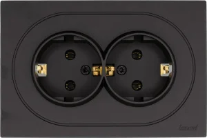 Розетка 2-м OSEN с/з ПБТ чёрный бархат Lezard 743-4200-127B