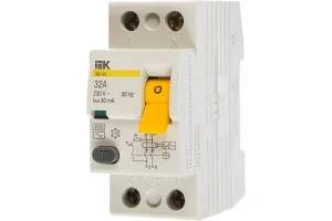 Выключатель дифференциального тока (УЗО) 2п 32А 30мА тип AC ВД1-63 IEK MDV10-2-032-030