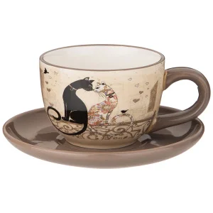 Чайная пара Agness "Парижские Коты" 15х7см 220мл 358-1747 *1/36