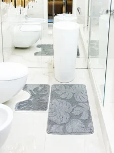 Коврик д/ванной "Gold" 60х100/50х60см серый монстера МС2-009 (My Crystal) *1