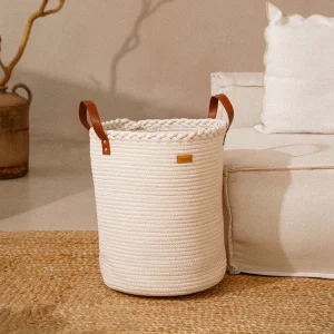 Корзина для белья плетеная круглая "Коттон" Sima-land Home 35х40 см, хлопок   9932438