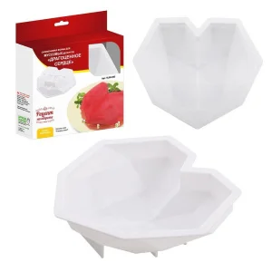 Силиконовая форма для муссовых тортов «Драгоценное сердце». Размер 20х22х5,5 см.
