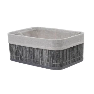 Корзина стеллажная "Бамбук", Д300 Ш200 В120, пепельный, белый Shan-18M