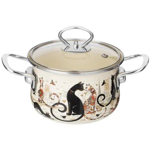 Кастрюля Agness "Парижские Коты" 2.8л 20х12см эмалированная с крышкой 915-152 *1