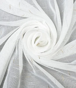 Тюль Лён 500*260 белый с золотом ГП