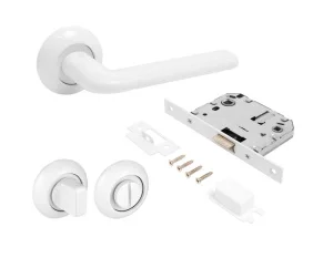 Ручка дверная АЛЛЮР АРТ ПОЛО W+L7050S W+BK-R1 W(15110/S7050) с защелкой с фиксатором матовый белый