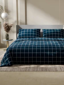 КПБ Этель евро "Клетка" цв. синий 200*215, 220*240, 50*70-2 шт, бязь, 125 г/м2 9355730