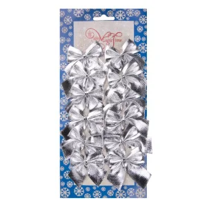 Украшение БАНТ Мерцание серебра набор (12 шт) полиэстер 5х5x0,01см арт.78677 *1