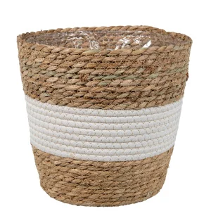 Кашпо плетеное "Танзания", Д255 Ш255 В230, натуральный, белый Lishan-04 L *1