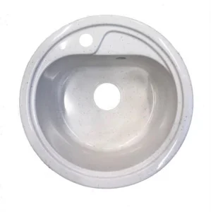 Мойка иск. камень белая глянцевая 440х190мм кварцевая круглая AG1C8 (Agata)