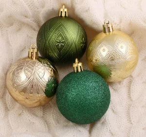 Набор шаров пластик d-6 см, 16 шт "Загадка" зелёно-золотой   4942012