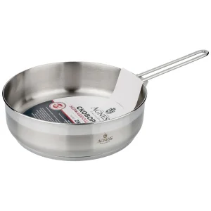 Сковорода Agness Professional 28Х8 См, 5 Л Высококачественная Нерж Сталь 18/10 Индукционное Дно